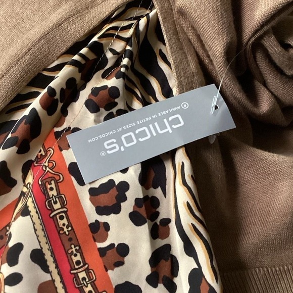 Chico's fabulously scarf hem‎ long cardigan size 12 NWT - Picture 5 of 14